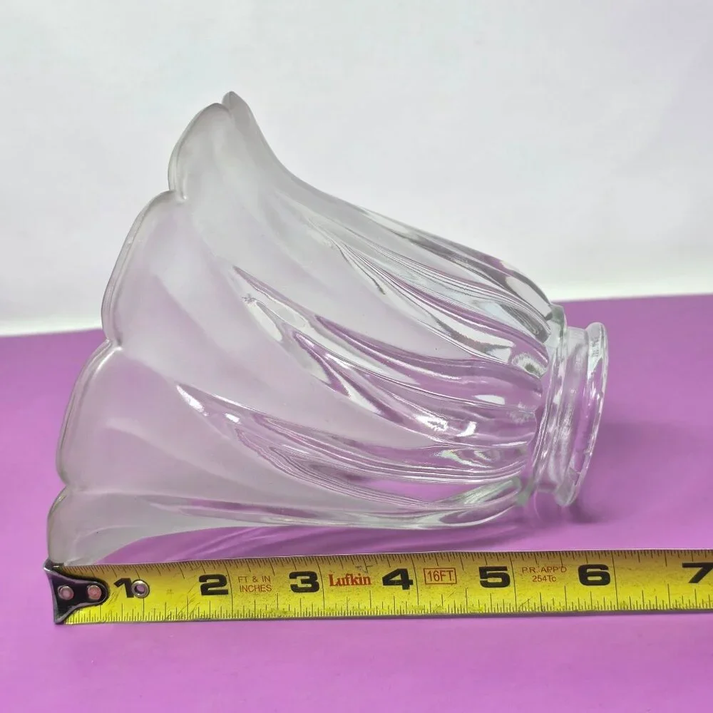 Vintage Clear & Frosted Glass Light‎ Shade With Swirl Design